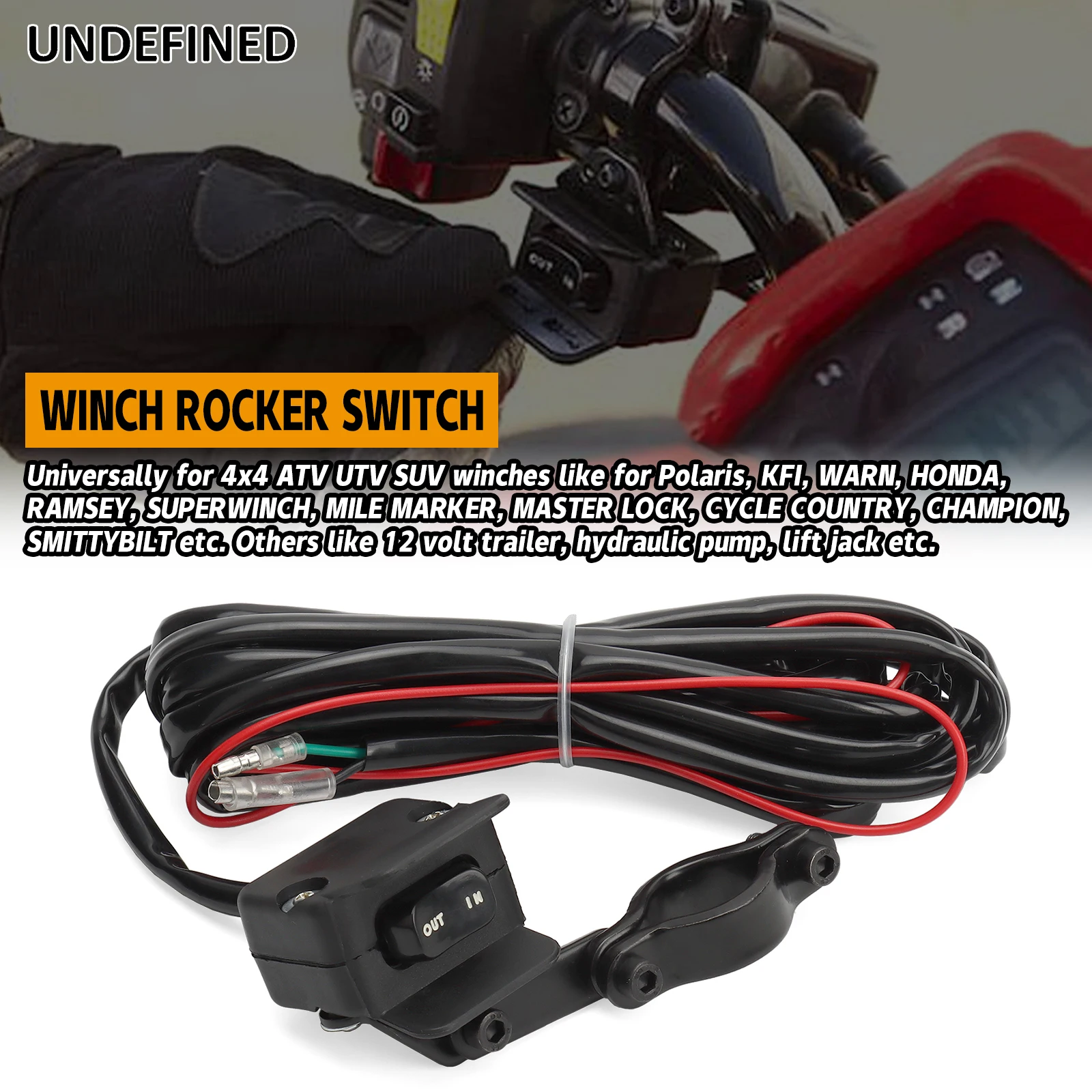 Линия управления рулем мотоцикла, лебедка, кулисный переключатель, управление рулем, предупреждение, универсально для 4x4 ATV UTV SUV KFI WARN Ramsey