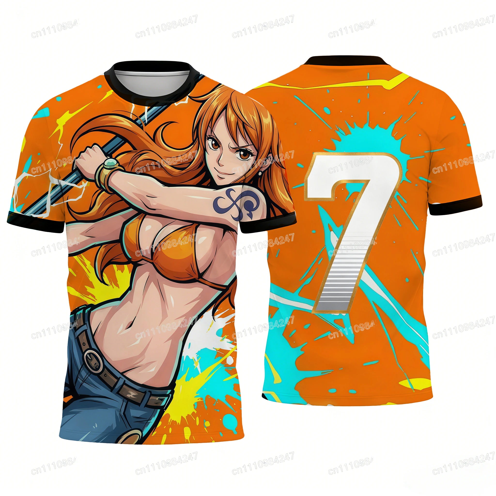 2026 Bestseller One Piece Nami Anime Grafik T-Shirt Unisex Harajuku Streetwear 3D-Druck Kurzarm-Oberteil für Männer Frauen Anime-Fans