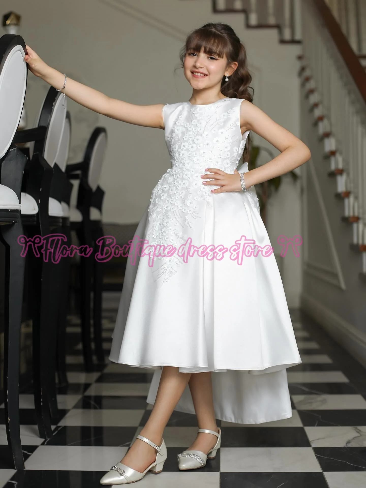 Ropa blanca larga para dama de honor para niños, vestido de lentejuelas para niñas, ropa de fiesta de boda y noche, vestido de fiesta de princesa para niños, fiestas de boda