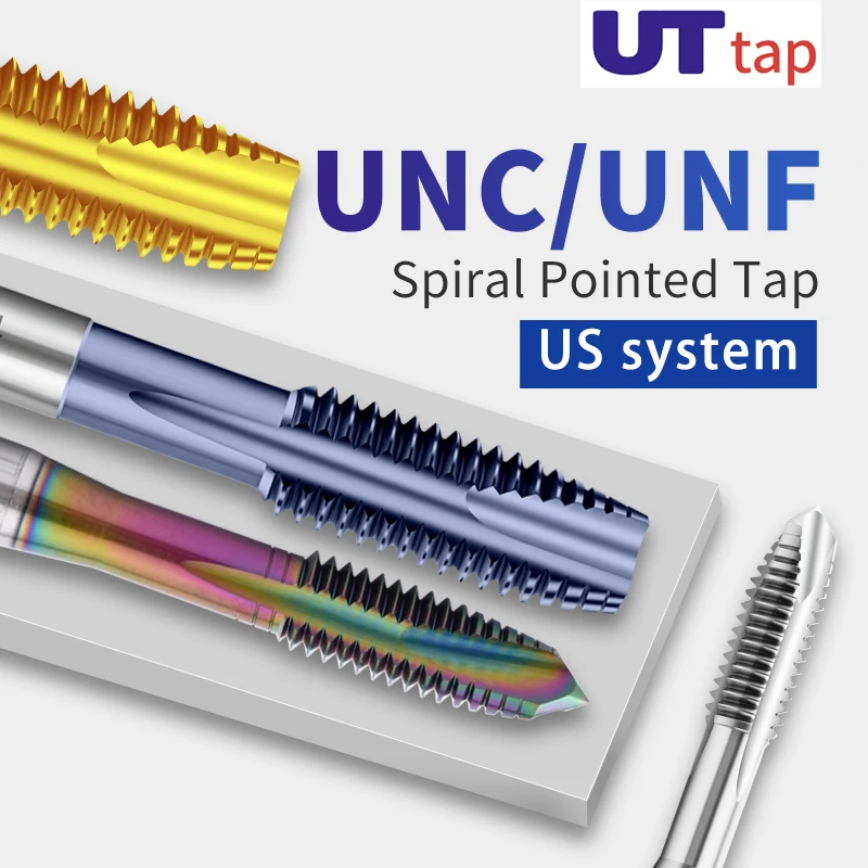 

UT TAP HSSE-M35 JIS Standard Spiral Pointed Tap UNC UNF 3/8 7/16 1/2 9/16 5/8 3/4 7/8 1-8 Machine Thread Tap White/TIN/TC50/TICN