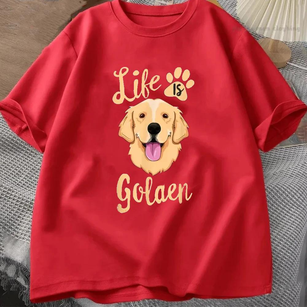 Life Is Golden Retriever T-Shirt Men Women Dog Owner Gift T-Shirt Cotton Loose Casual Tshirts Unisex Tops Tees O-neck Oversized