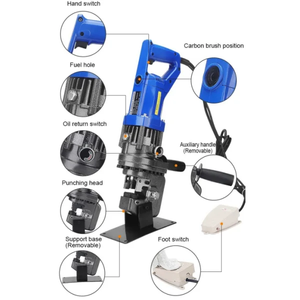 Herramienta de prensa hidráulica eléctrica portátil de MHP-20, perforadora angular con ranura de acero, punzonadora de corte de acero, perforadora hidráulica