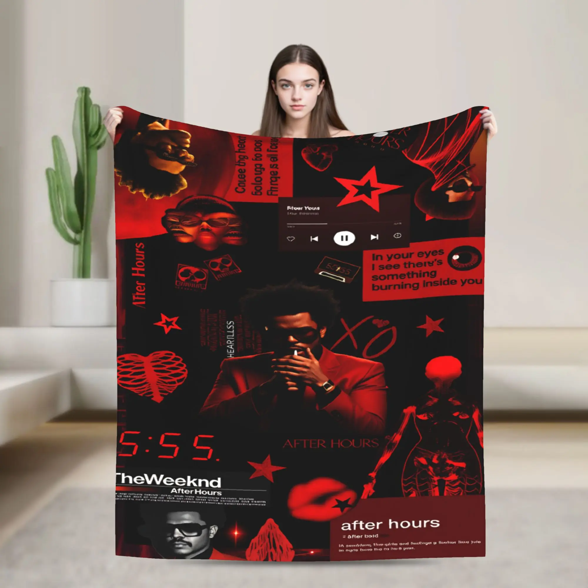 

The Weeknd XO Album Flannel Blanket Winter Warm Soft Throw Blanket for Students Couch Bed Pattern Bedspread Sofa Bed Cover