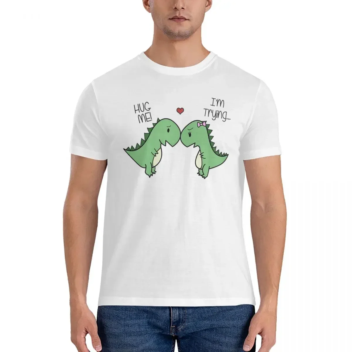 100% Cotton Dino Love! (Hug Me!) T-shirt Men Classic Oversized T Shirt Men Round Neck Summer Shirts Tops S-6XL