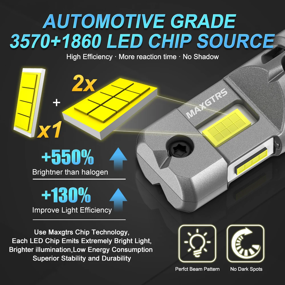 2x Kit Lampu Depan LED H7 H8 Tiga Sisi dengan Kipas Canbus Bebas Kesalahan 6500K Lampu Pengganti Turbo Nirkabel untuk Mengemudi
