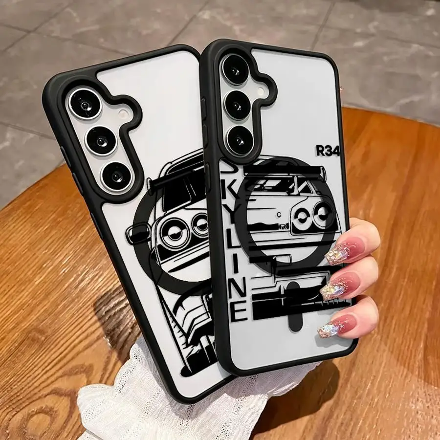 Magnetic Phone Cover Case for Samsung Galaxy S26 Plus S24+ S22 S25 Ultra S25 S23+ S23 S24 FE S26+ JDM Dream Car