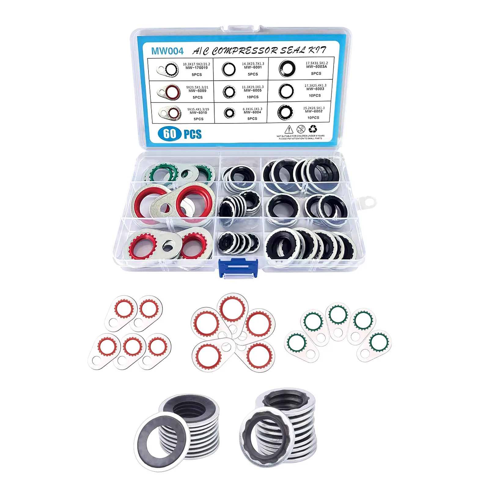 

60 шт. 9 размеров: уплотнительные прокладки для компрессора системы кондиционирования, сменные уплотнители для автокондиционеров, аксессуары для автомобилей