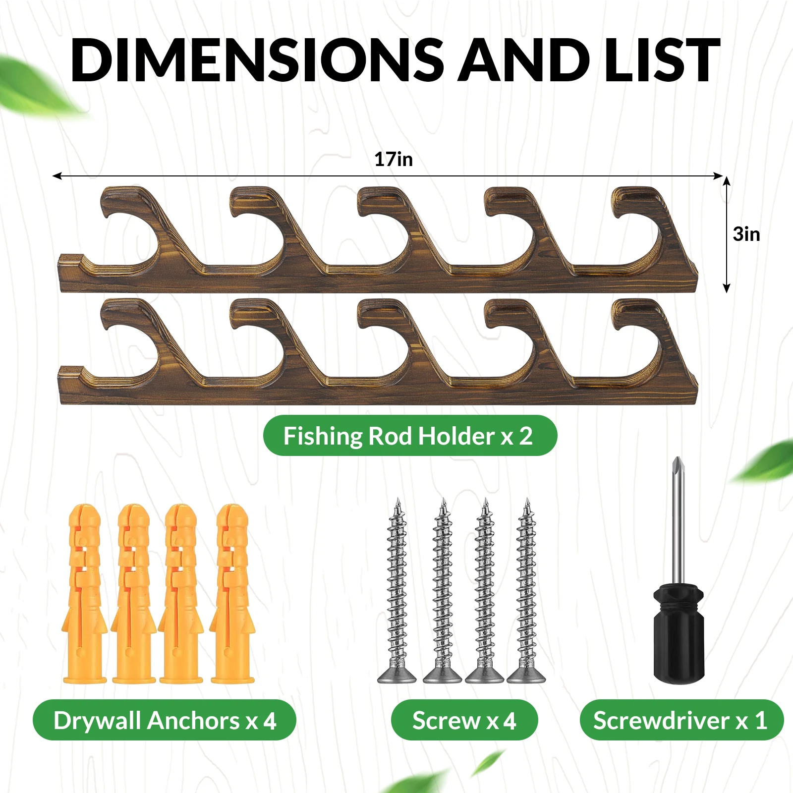 

1 Pair Wall Mount Fishing Rod Stands Wooden 5 Holes Fishing Rods Holder Racks Space Saving Horizontal Fishing Pole Storage Tool