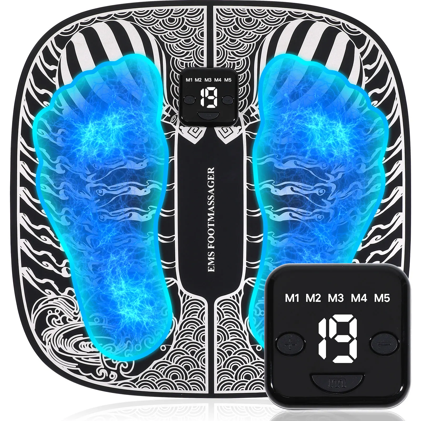 مدلك قدم حصيرة قابلة للشحن للطي التحكم عن بعد نبض تحفيز المحمولة وسادة مساج كهربائية للساقين الأسلحة الجسم