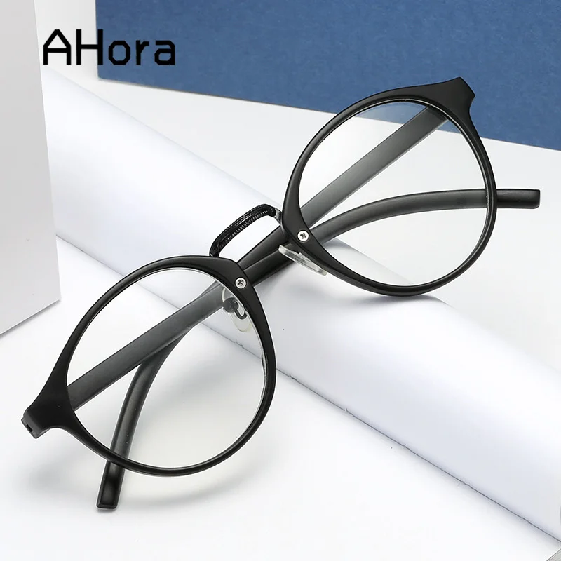 

Ahora Retro Punk Reading Glasses Round Frame Presbyopia Eyeglasses Metal Nose Pad Hyperopia Eyewear +2.0+3.0+3.5 Unisex