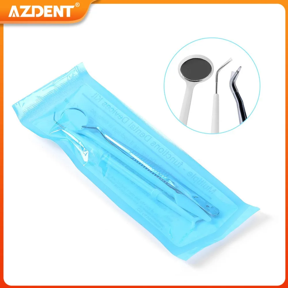 

AZDENT 3PCS/Kit Dental Oral Mirror Plier Explorer Forceps Probe Kit Disposable Instruments Dental Consumables Single Use