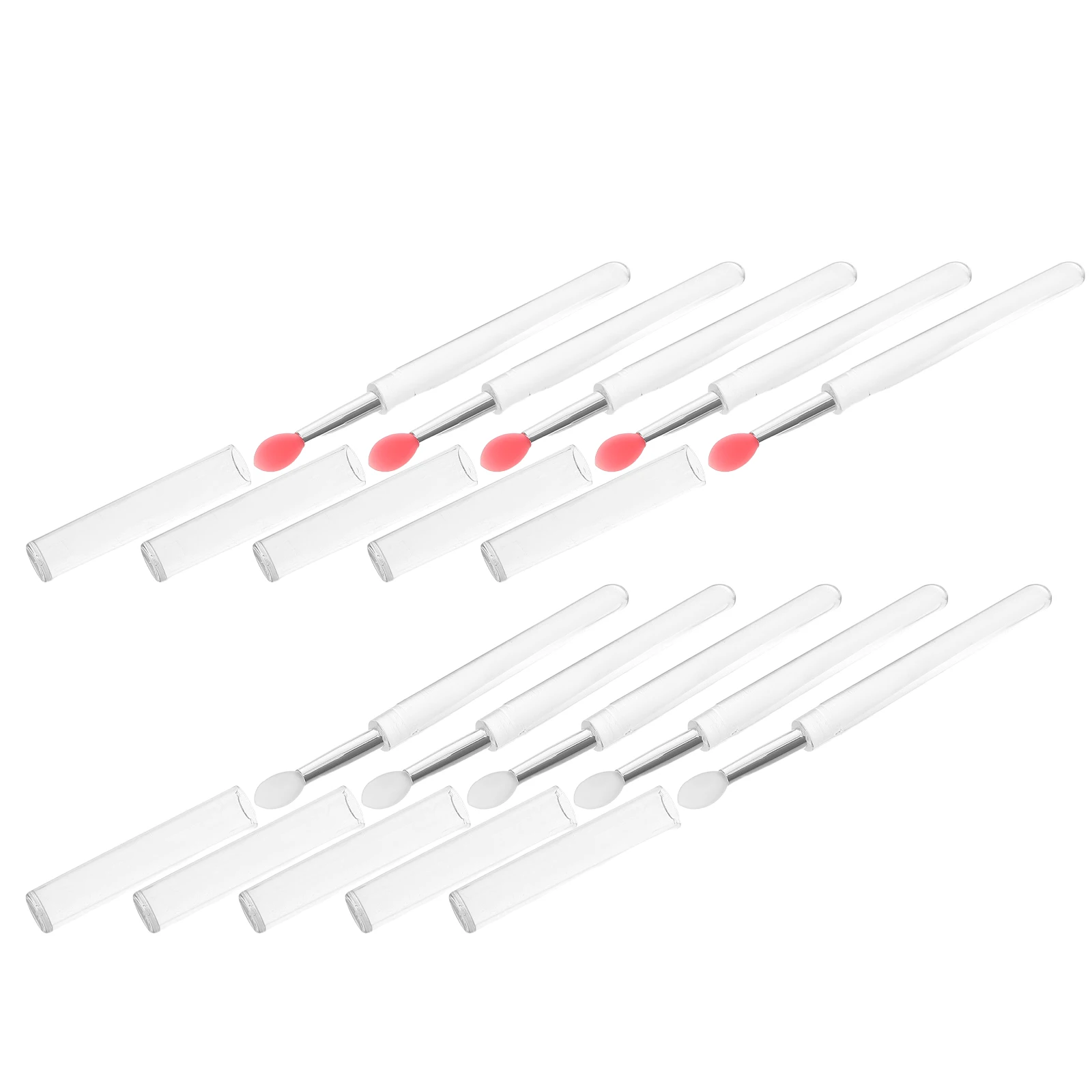 

10 Pcs Manicure Transparent Silicone Rod Metallic Mirror Effect Brush Powder Applicators Nail Art Stick Accessories Set