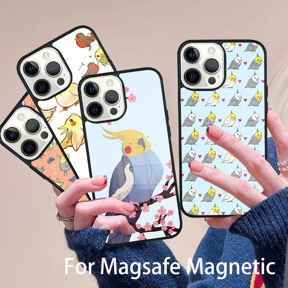 

Chubby Cockatiel Parrot Bird Phone Case Magesafe Magnetic Wireless Charge Cover For IPhone 16 11 12 13 14 15 Pro Max Plus Mini