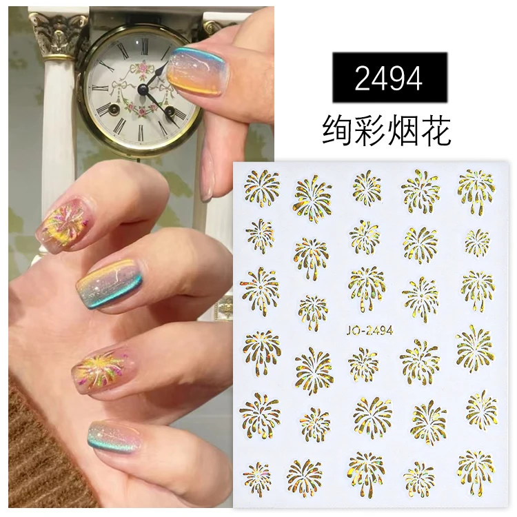 3D Laser Gold Regen blasen Farben Feuerwerk Nail Art Aufkleber Kleber Schieber Nagel Aufkleber Dekoration Maniküre Zubehör