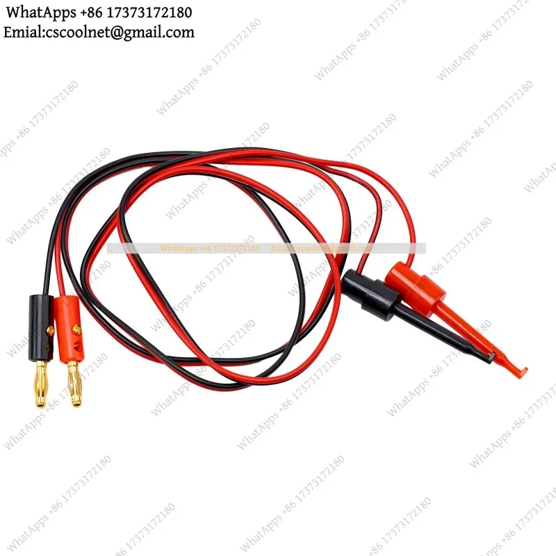 1M 4mm Gold Plated Banana to Hook Clamp Adapter Pair Red Black for Multimeter Test Leads
