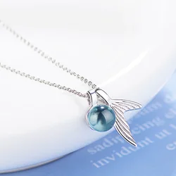 925 Sterling Silver Fishtail Crystal Necklace For Women Fashion Luxury Designer Jewelry Accessories Wholesale GaaBou Jewellery