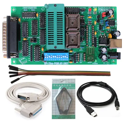 SPI 25xx PCB5.0T-2021 Willem EPROM Programmer, BIOS009 PIC, Support 0.98d12, Promotion Clip PLCC32+SOIC 8 Pin Adapter