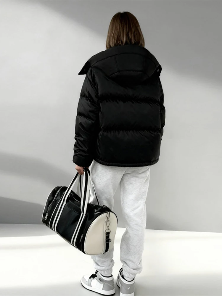 Lässige Damenjacke mit Kapuze, schlank, volle Ärmel, Reißverschluss, Allgleiches, weibliche Mäntel, 2025, Herbst-Winter-Mode, neu in Oberbekleidung für Damen