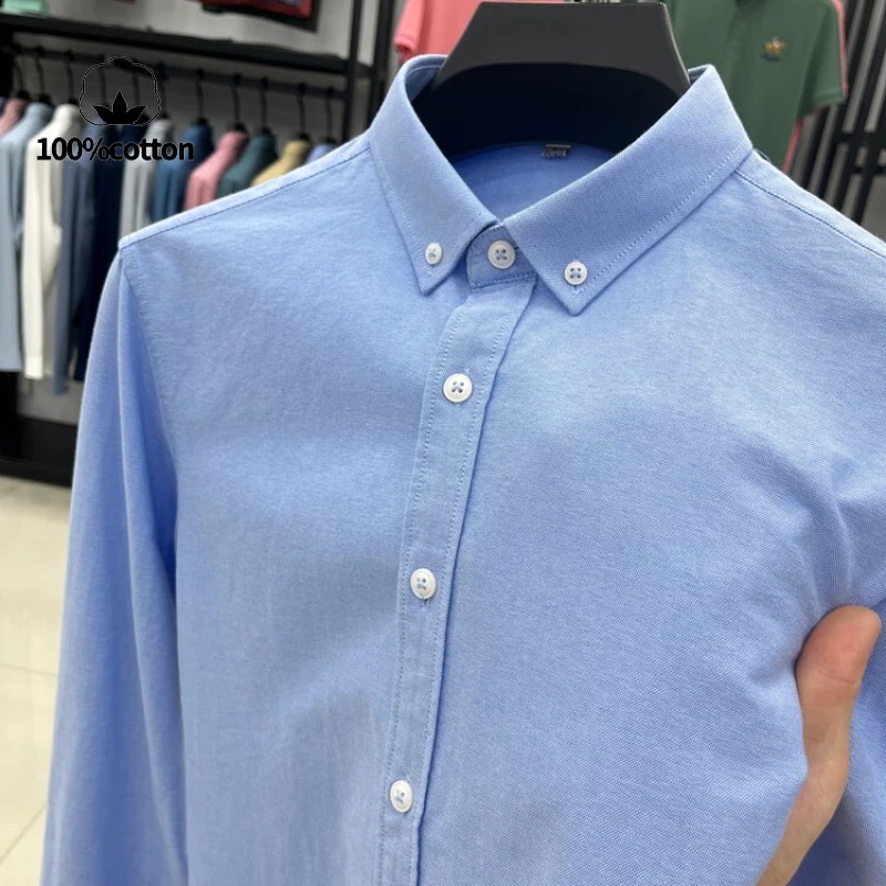 High-quality men's long-sleeve shirt made of 100% cotton, breathable, sweat-wicking, suitable for business or casual wear.M-4XL