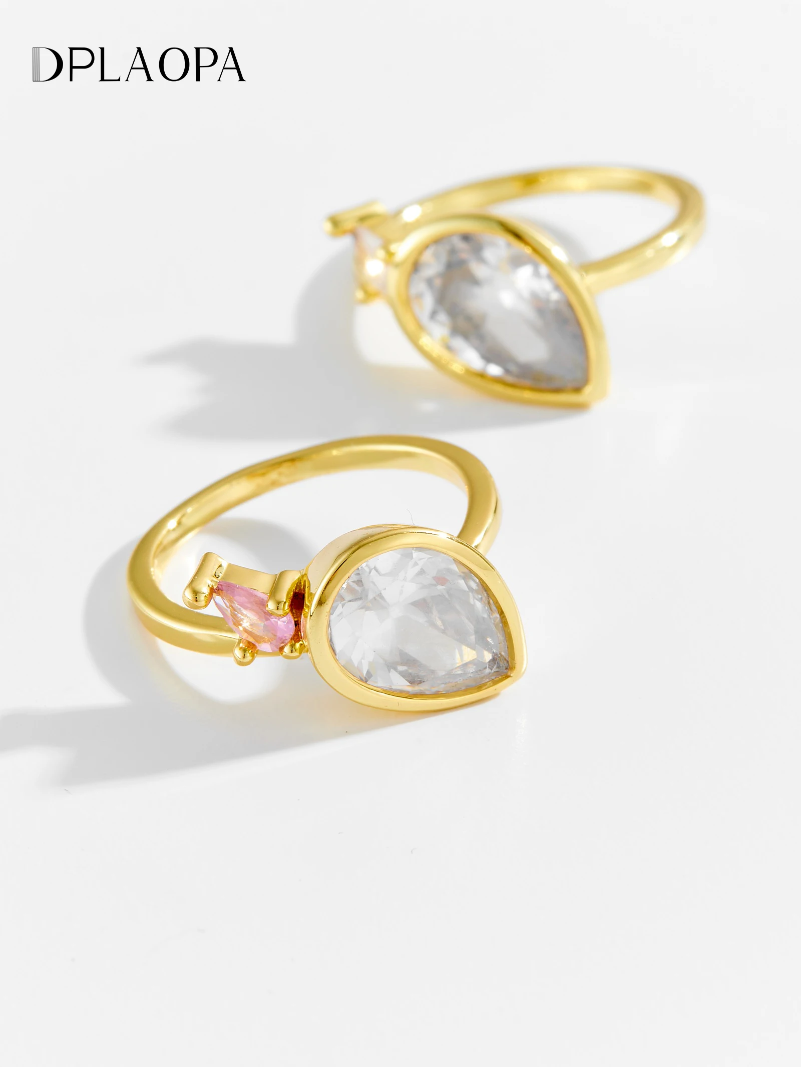 

DPLAOPA Стерлингового Серебра 925 пробы с двумя грушевидными цирконами CZ Розовое женское кольцо 2025 Новое модное роскошное изысканное ювелирное изделие для вечеринки в подарок