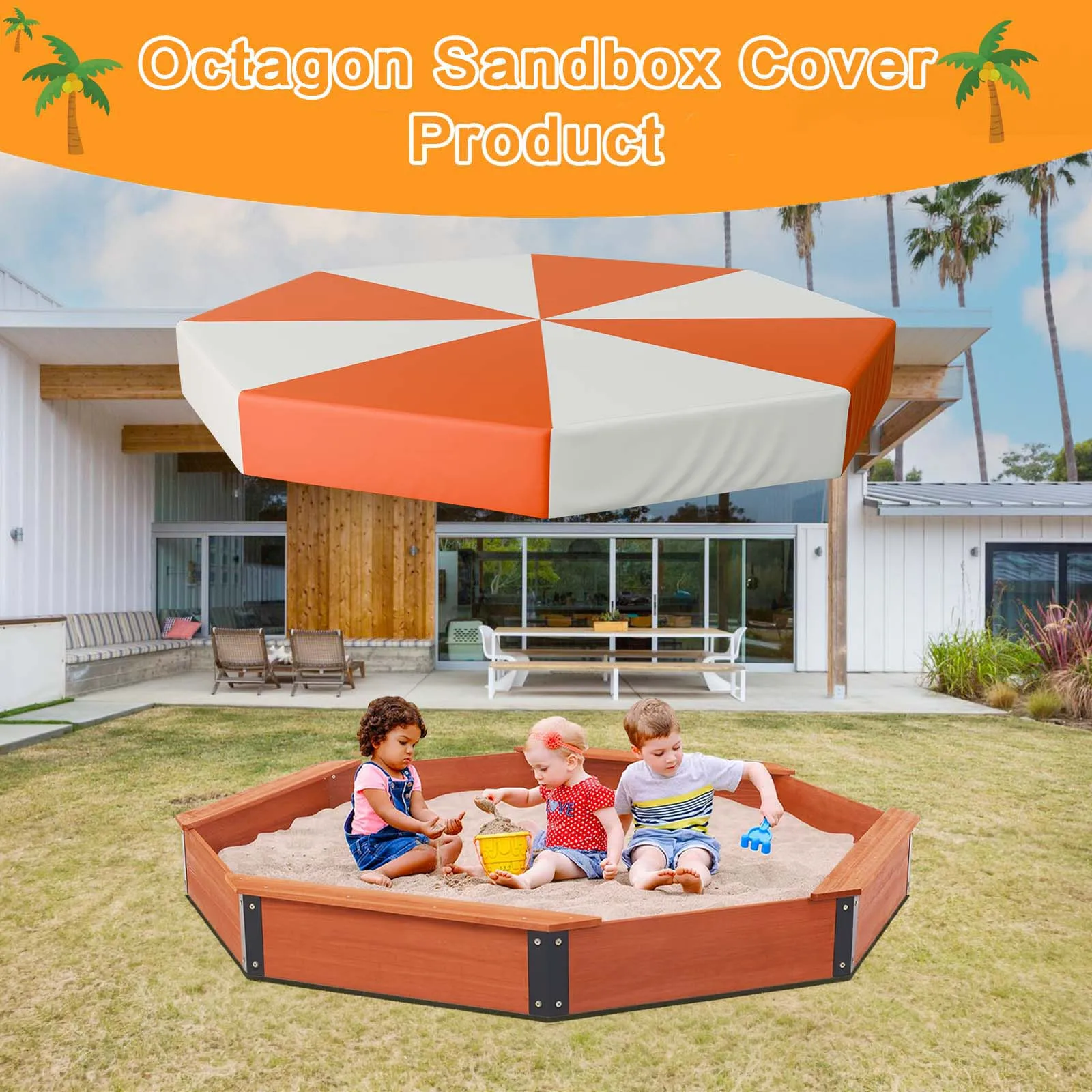 

600D Oxford cloth Sandbox Cover Dust Cover Dustproof Protection with Drawstring Garden Sandpit Cover for Protects Sand and Toys