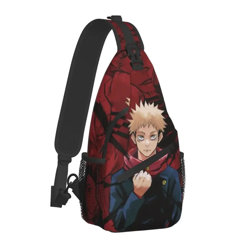 Moda Jujutsu Kaisen zawieszka plecak typu Crossbody mężczyzn Yuji Itadori Anime Manga torba na klatkę piersiową na ramię do podróży