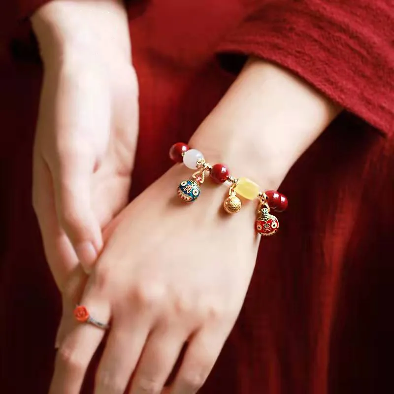 Natural Bracelet Women, Vintage Style, Made From Ore, Featuring A Gold-Colored Bead And A Gol