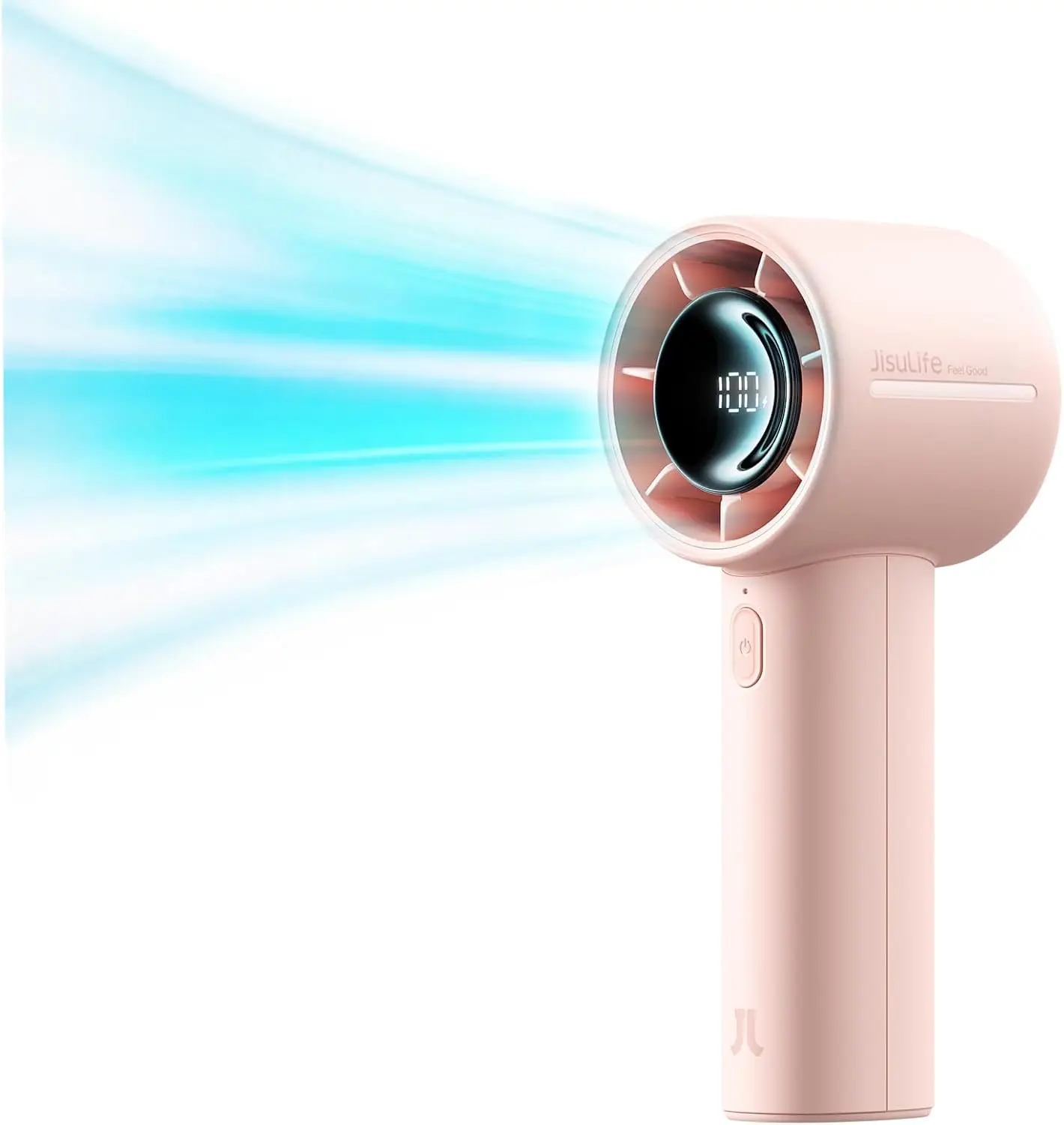 jisulife-ポータブルハンドヘルドターボファン、5000mah充電式ミニファン、5段階速度調整、ledディスプレイ、28時間稼働、パーソナル冷却ファン
