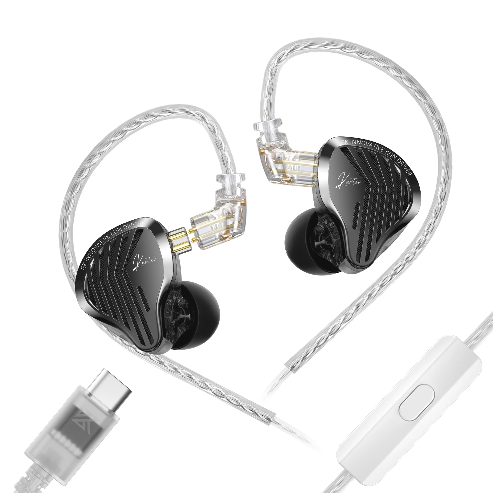 GK KUNTEN Dynamic Drive Zware bas oordopjes HIFI Sport Metalen hoofdtelefoon Afneembaar 2PIN Compatibel met KZ Zenith EDX PRO