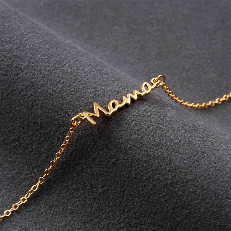 Women's Mama Charm Bracelet, Double Layer Chain Design