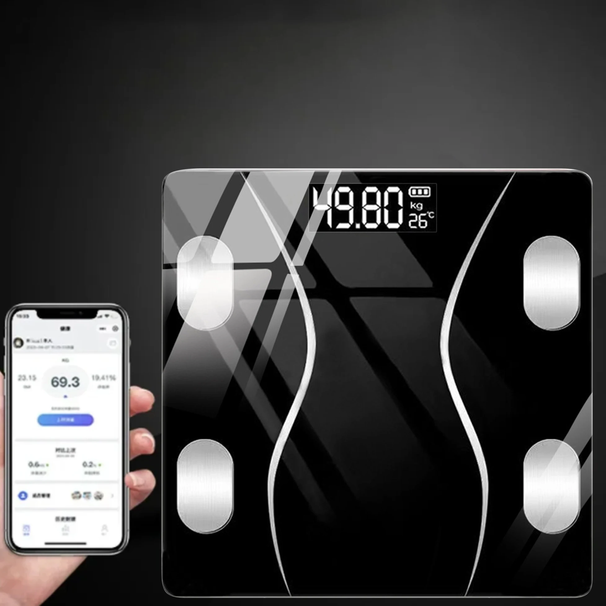 Lager-Analyse-Waage، Personwaage mit 72 messdaten، Smart Body Scal mit Bluetooth، Digitale Waagen mit LCD-Display