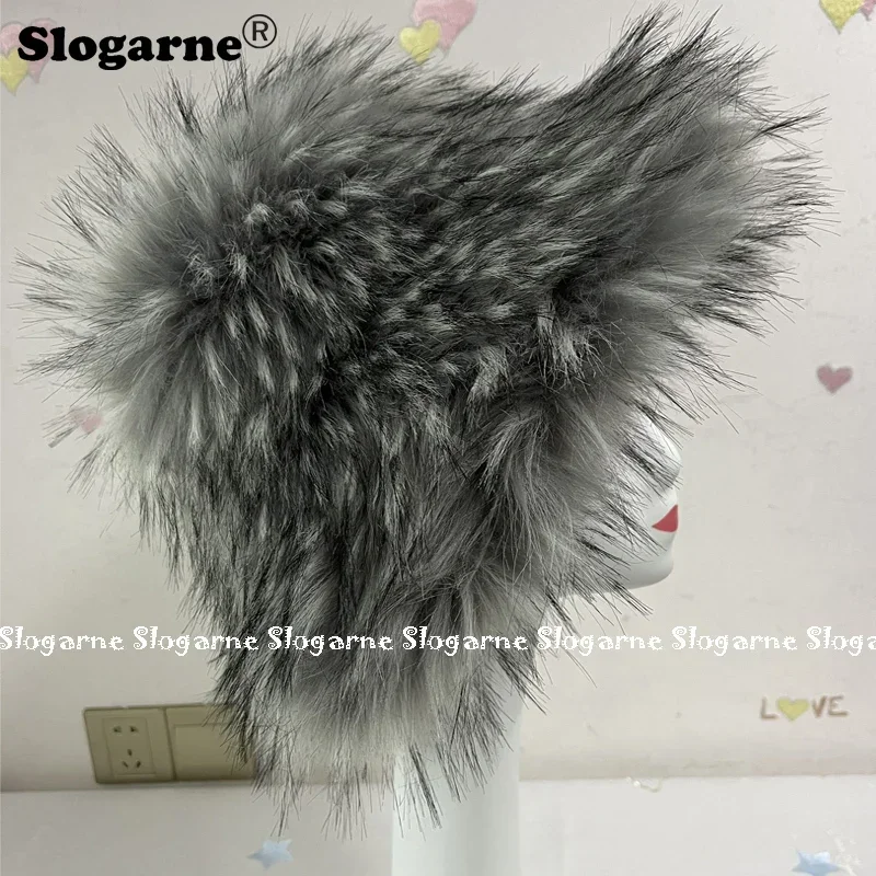 Winter Warm Fur Bucket Hats Women Outdoor Caps Soft Faux Raccoon Dog Fur Hat Fluffy Earwarmer Ski Vacation Hats 2024 Furry Caps