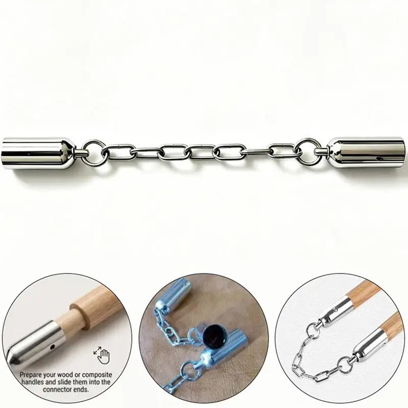 Stainless Steel Nunchaku Connector Chain Heavy Duty Anti-wear Swivel Link for DIY Martial Arts Flail Home Training Accessories