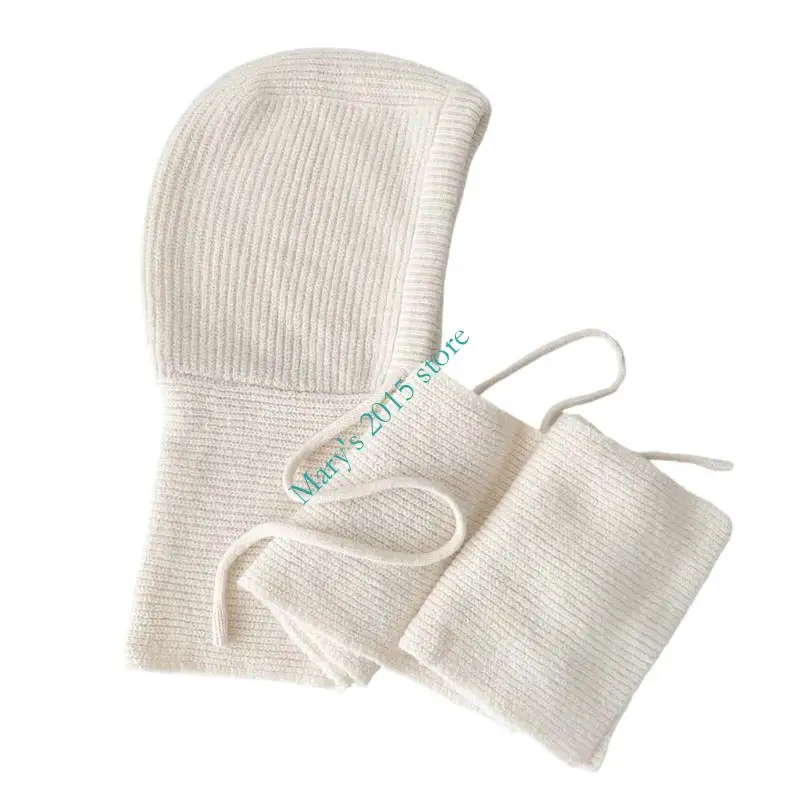 Integrated Head Covering and Scarf Wrap in Knitted Fabric, Extending Warmth Across the Head, Neck, and Shoulders