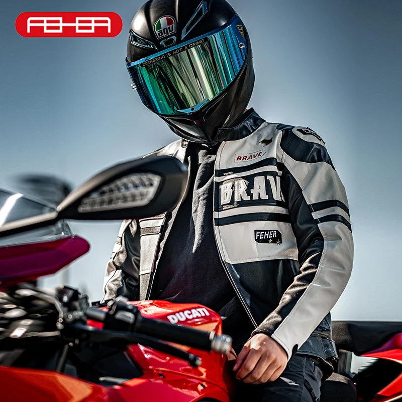 

FEHER Motorcycle Leather Jackets Man Riding All Seasons Waterproof Comfortable Leisure Activities for Outdoor Sports Moto Jacket