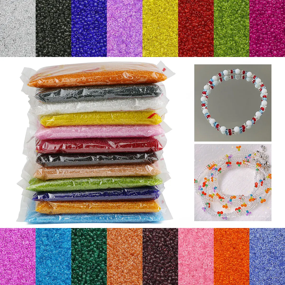 2mm Klare Glasperlen in Verschiedenen Farben 450g pro Packung für Handgemachten DIY-Schmuck Perlenfadenarbeit Armbänder Zubehör – Detail 5