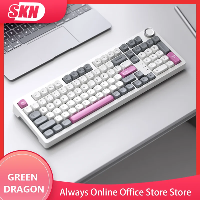 

SKN Green Dragon 4.0 Three Mode Wireless RGB Mechanical Keyboard Gaming Keyboard Hot Swap Gasket Backlight Ergonomics