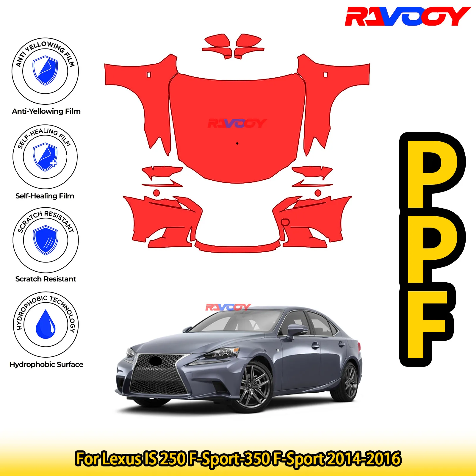 

Для Lexus IS 250 F-Sport-350 F-Sport 2014-2016 глянцевый матовый черный предварительно вырезанный передний комплект PPF, защитная пленка для краски