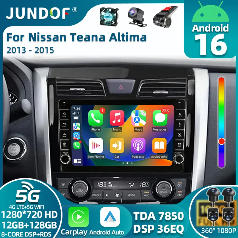 Android 16 Auto For Nissan Teana Altima J33 2013 2014 2015 Car Radio Multimedia Video Player Navigation GPS Carplay WIFI+4G