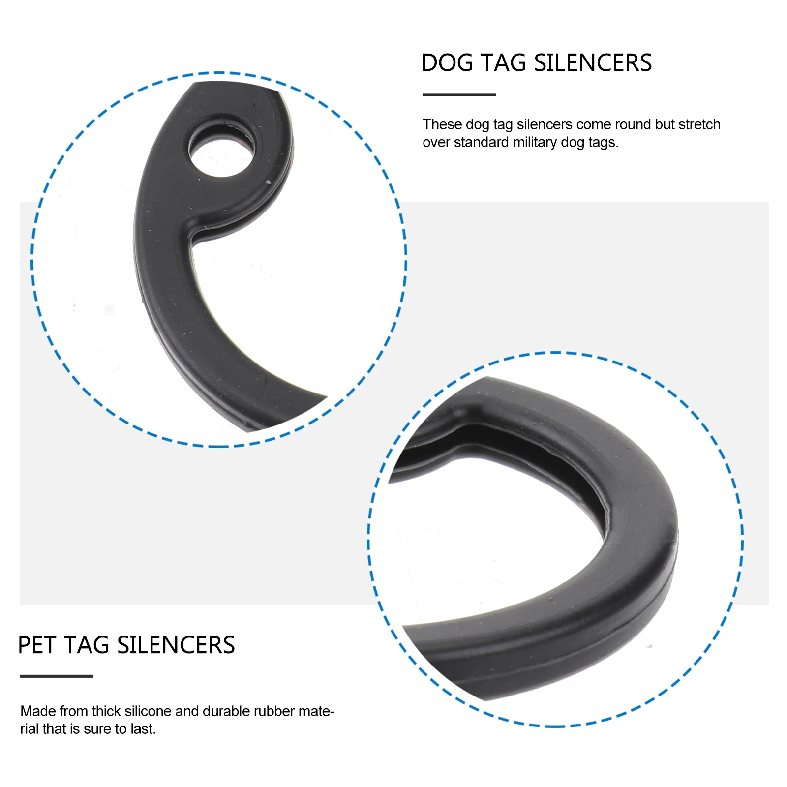 

12pcs Dog Tag Silencers Identity Card Sound Silence Circle Pet Tags Noise Reduction Durable Silicone Rubber Protect