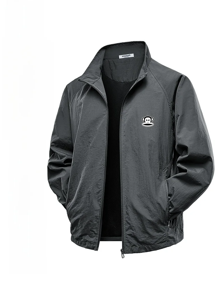 

PaulFrank Windproof Outdoor Casual Loose Men's Jaet Autumn Faionable Printed Long Sve Zipper Closure No Hat Jaet