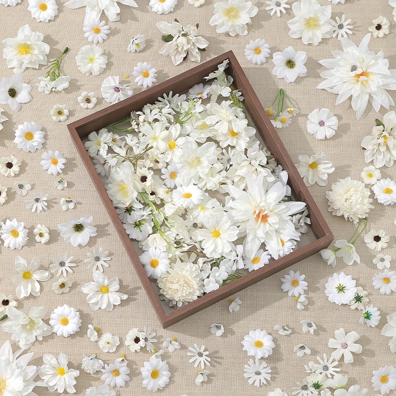 20/50 Stück Künstliche Rosenblüten für Heimdekoration, Gartenornament, DIY, Reinweiß, Hochzeitskleid-Dekor, Outdoor-Zubehör – Detail 4