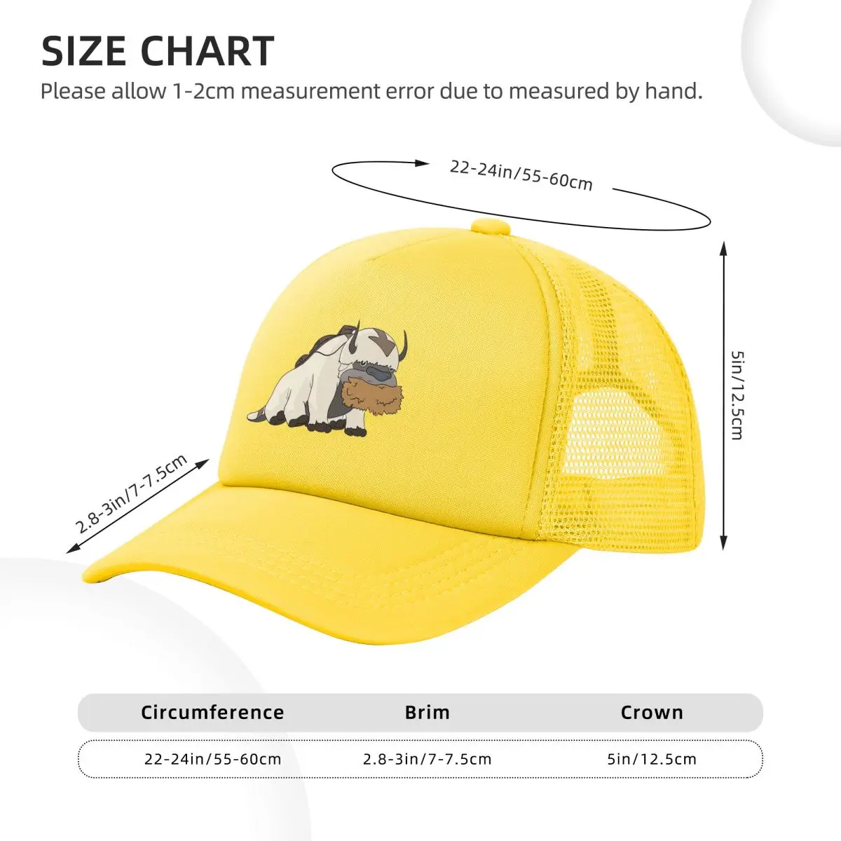 Appa Avatar The Last Airbender Mesh Baseball Caps Snapback Fashion Baseball Hats Casual Casquette Outdoor For Men's And Women's