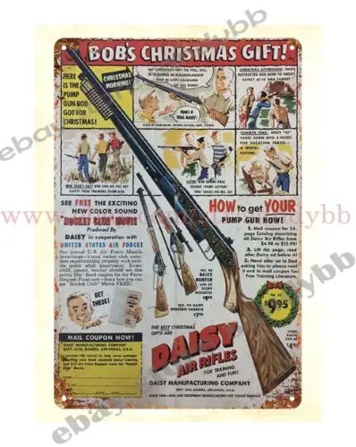 1959 Daisy bb gun air rifle BOB'S REGALO DE NAVIDAD cartel de chapa de metal pieza de pared