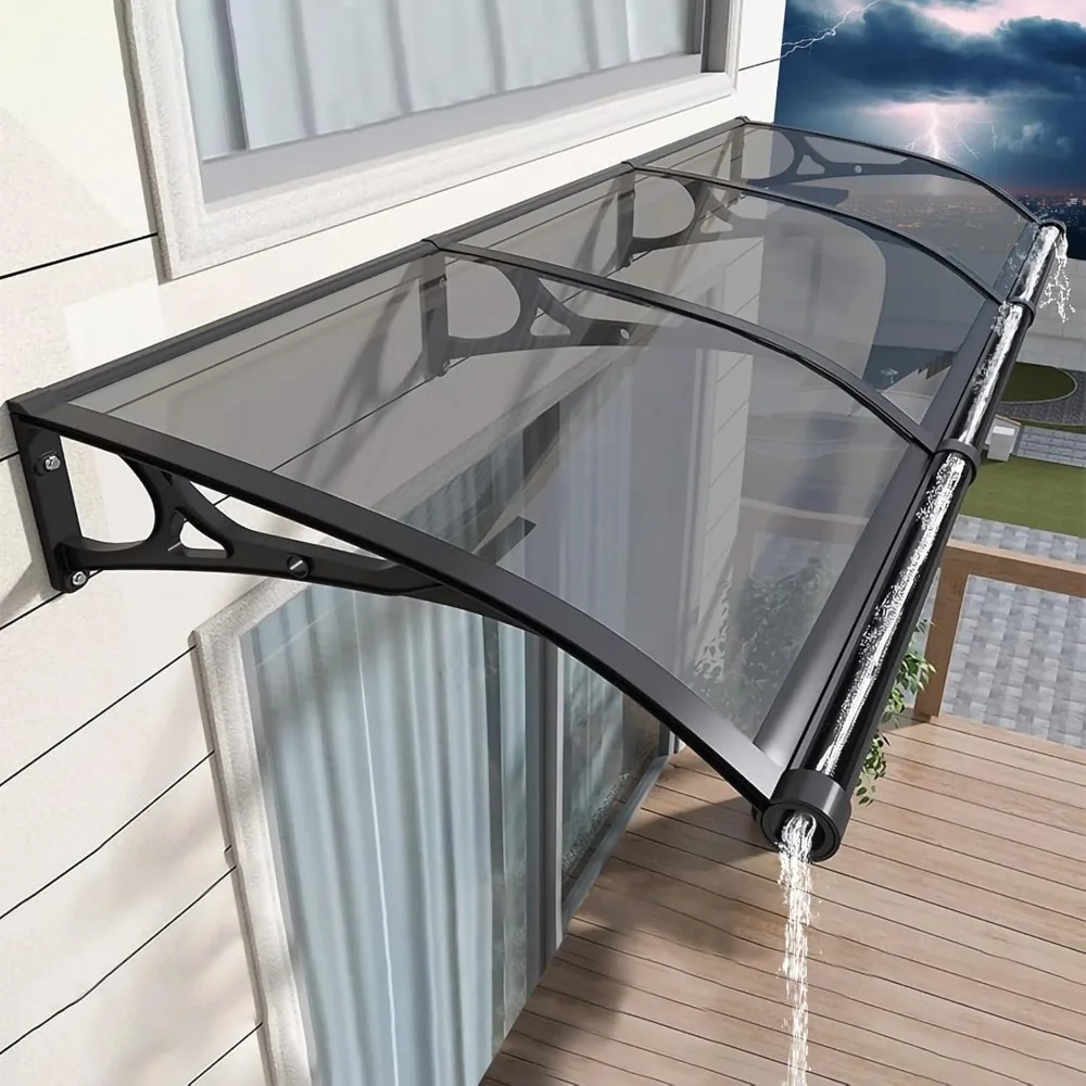 Awning for Door Entrance, Awnings for Doors, Polycarbonate Cover Outdoor Front Door Patio UV/Rain/Snow Protection, Door Awnings.