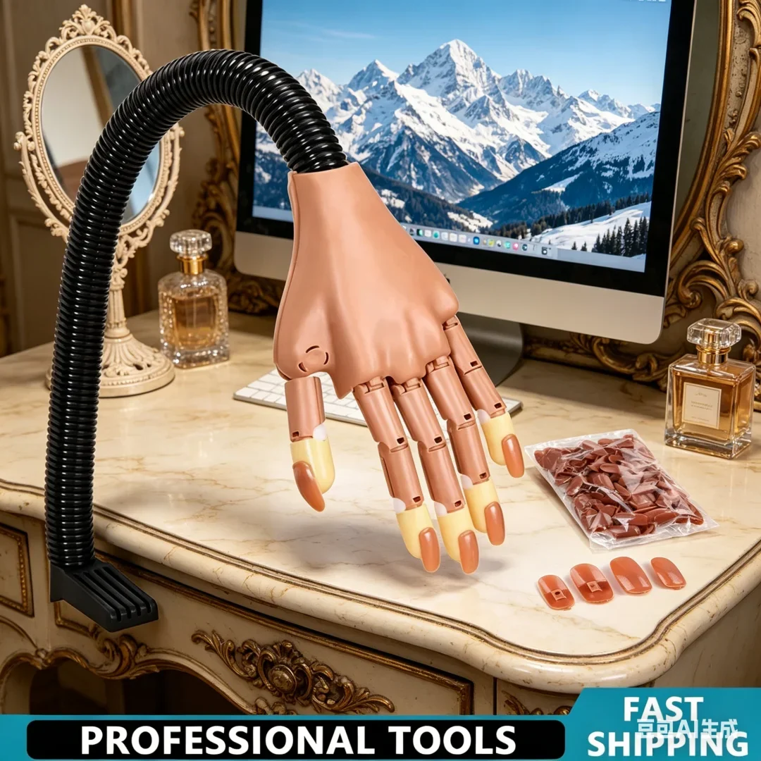 

Luxuriant Nail Art Practice Hand for Manicure Practice, Elite Acrylic Nail Tips, Realistic Fake Nails, Functional Nail Training