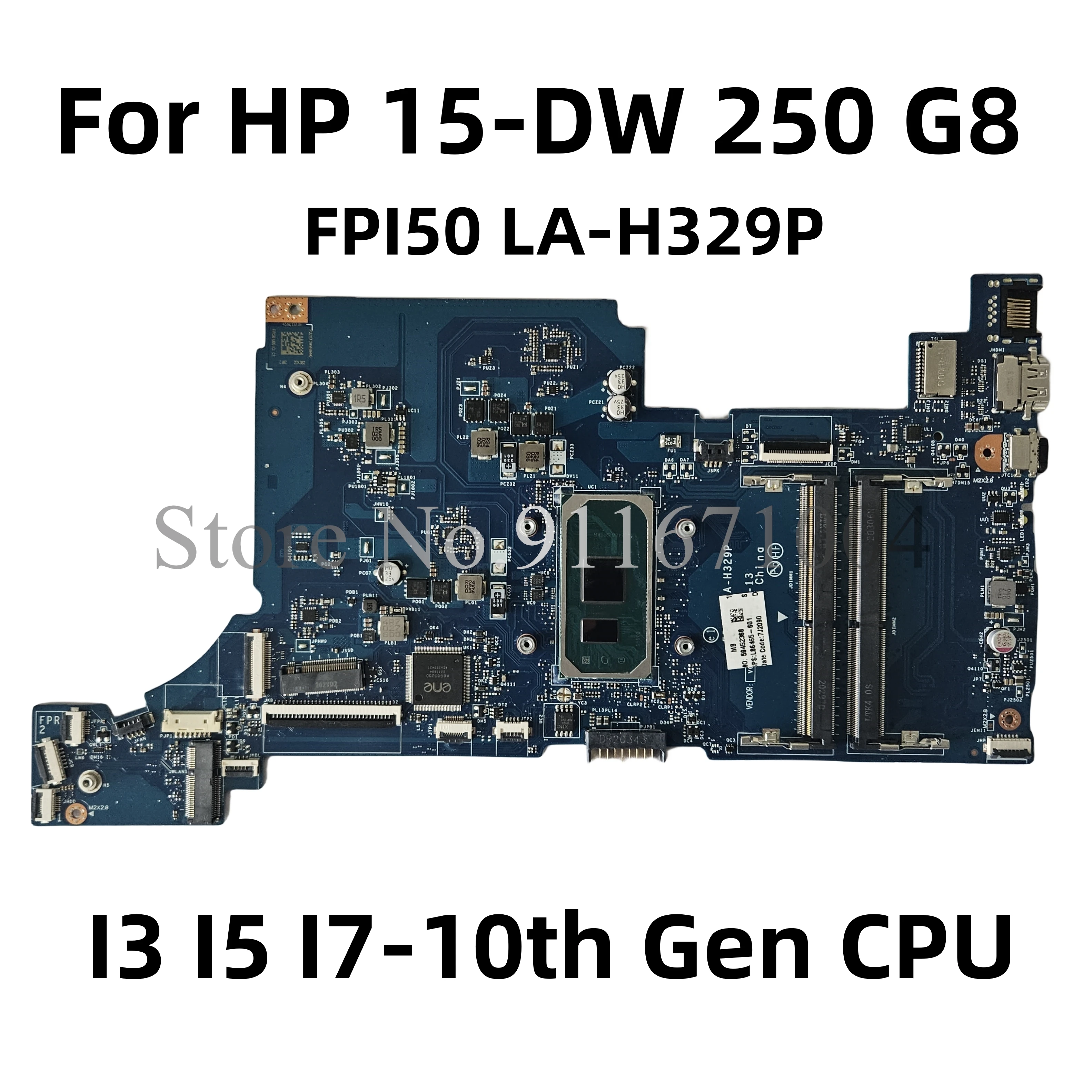 LA-H329P FPI50สำหรับ15-DW HP มาเธอร์บอร์ดแล็ปท็อป G8 250 L86465-601 L86465-001กับซีพียูรุ่น I7-10th I3ทดสอบ100% ของเมนบอร์ด DDR4