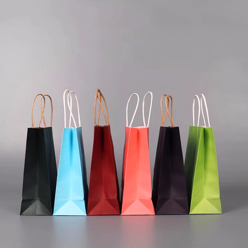 100pcs Custom kraft paper bag handbag takeaway bag milk tea clothing store bag shopping logo gift bag