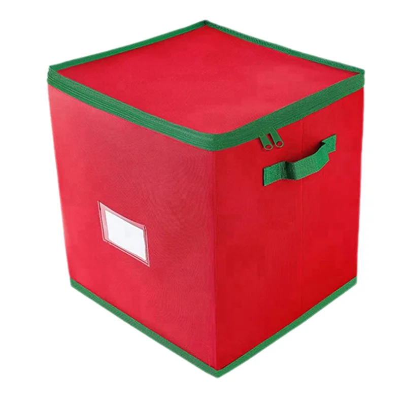 

B84B-Christmas Decoration Storage Box Foldable Holds Up To 64 Ornament Balls Holiday Case With Lid