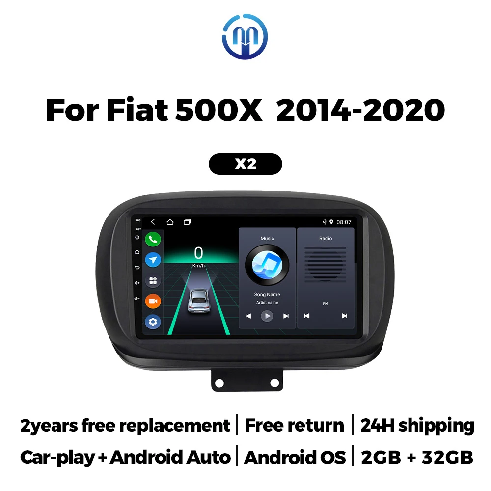 Navifly 9 Inch Wireless Carplay Android Auto Car Stereo For Fiat 500X 2014 2020 BT GPS Navigation IPS Display Car Audio Player